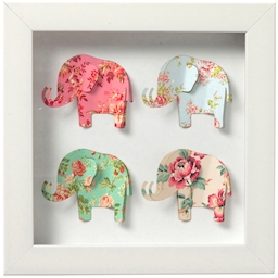 Framed paper art elephants - mini